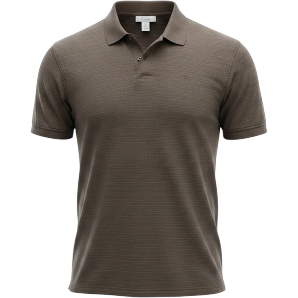 Calvin Klein Mens Gray Short Sleeve Slub Knit Polo Shirt Size‎ Large L/G